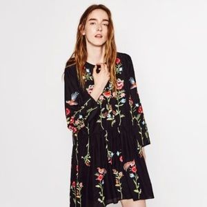 Zara Black Embroidered Dress